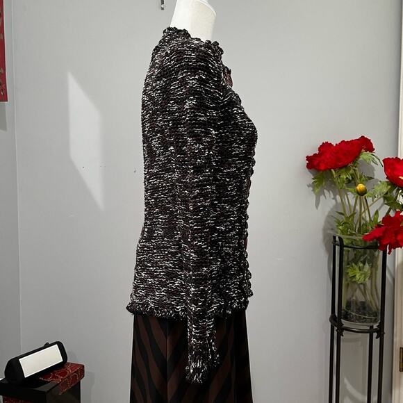 NEW BCBG Academia Flutter Collar Button Front Open Weave Knit Cardigan S NWOT - Picture 13 of 16